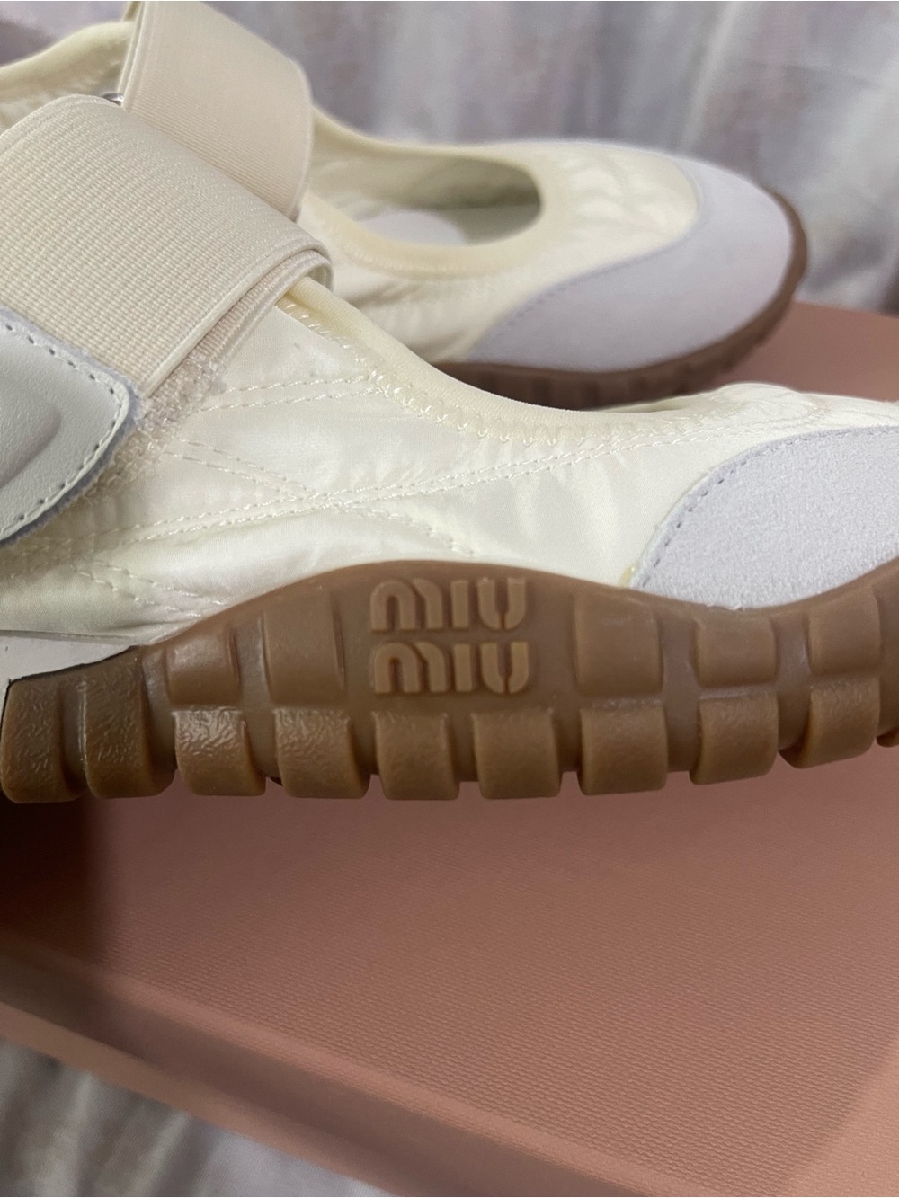 Miu Miu Cream Mary Jane-Style Ballet Sneakers - Picture 5 of 7